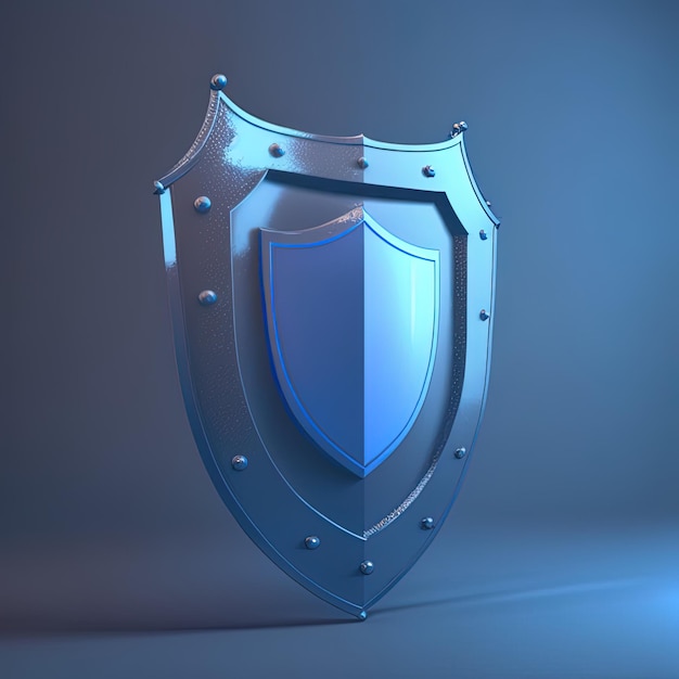 Modern guard shield 3d render illustration 4k blue background illustration