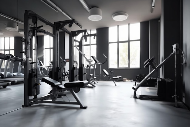 Modern gym interior with equipment