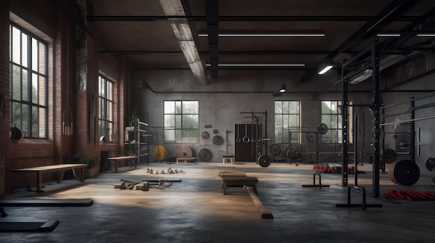 Modern gym interior with a lot of equipment in it