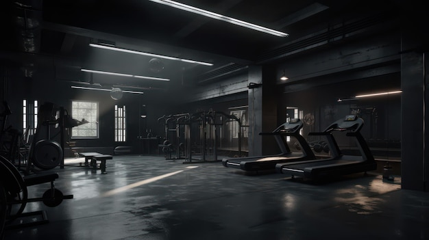 Modern gym interior with a lot of equipment in it