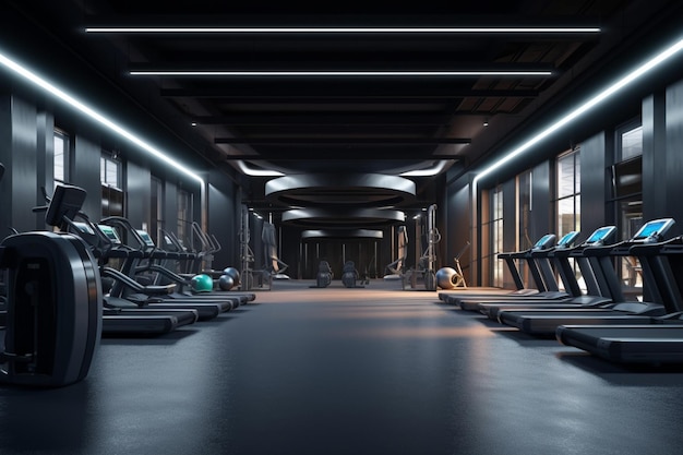 Modern gym interior with monochrome concept