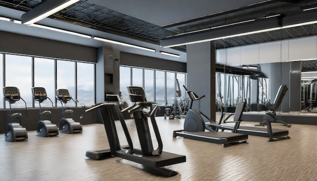 Photo modern gym interior with sport and fitness equipment fitness center inteior inteior of crossfit and