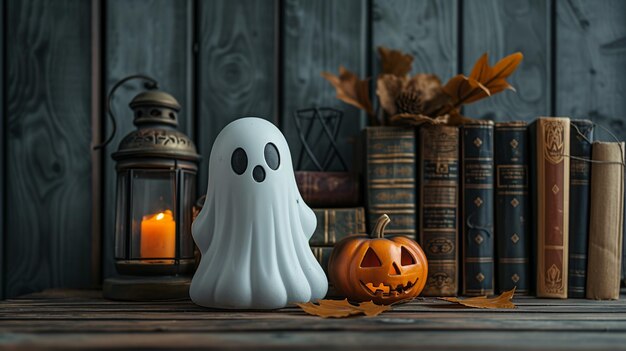 Modern Halloween Decor and Horror Novels Display