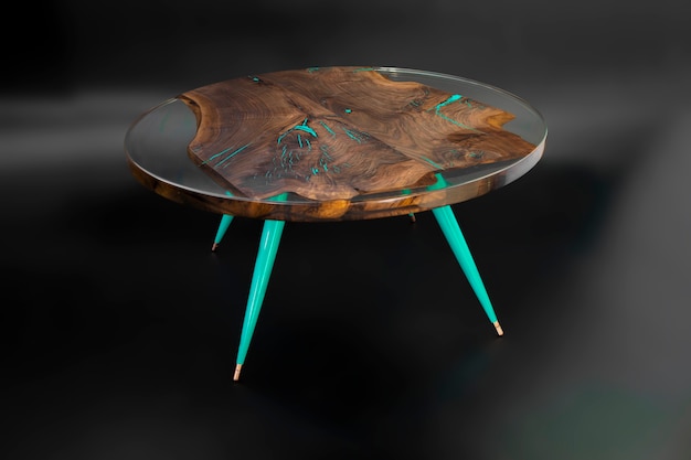 Photo modern handmade table made from walnut tree