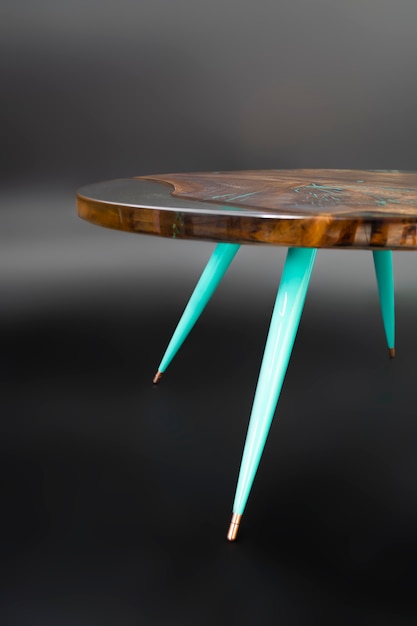 Photo modern handmade table made from walnut tree