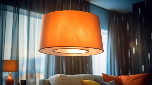 Modern hanging lamp in living room Idea for interior design Generative Ai