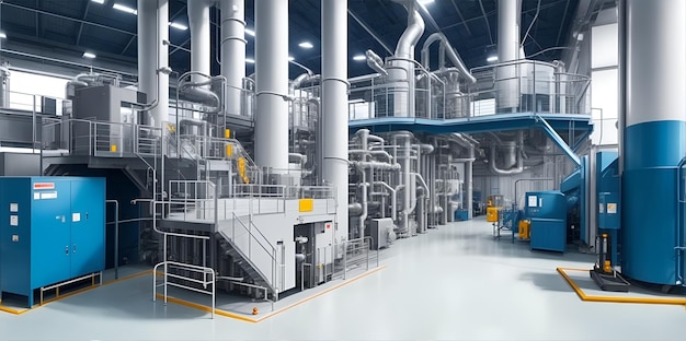 Photo a modern heavy industry production facility clean and bright modern facility generative ai