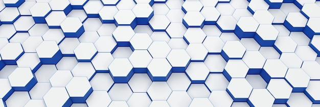 Modern hexagonal background texture pattern. honeycombs at different level. 3d rendering illustration. futuristic banner.