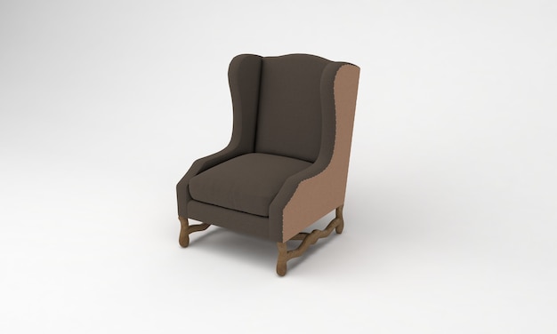 Modern High Back Wing Chair Single Seater Sofa Chairs side View furniture 3D Rendering