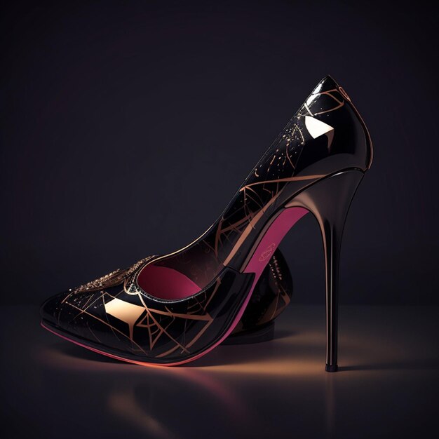 modern high heel shoe on dark background