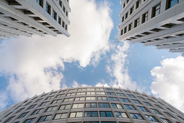 A modern high-rise office building in the city. Urban architecture.