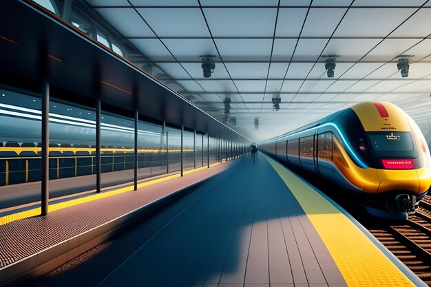 Modern high speed commuter train on the railway station