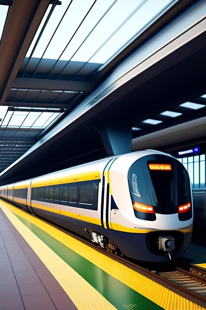 Modern high speed commuter train on the railway station