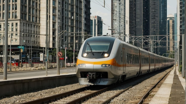 駅に到着する近代的な高速列車