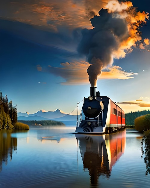 Photo modern high speed train on a clear day with motion blur