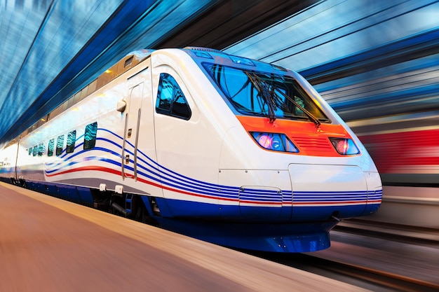 modern high speed train with motion blur effect