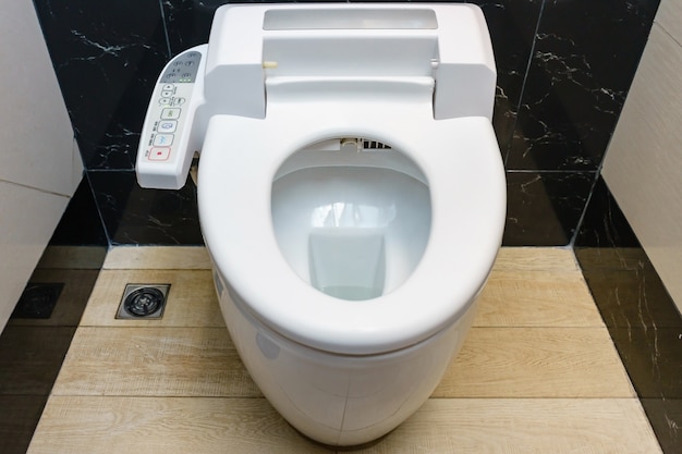 Modern high tech toilet with hygienic and high technology of the toilet bowl