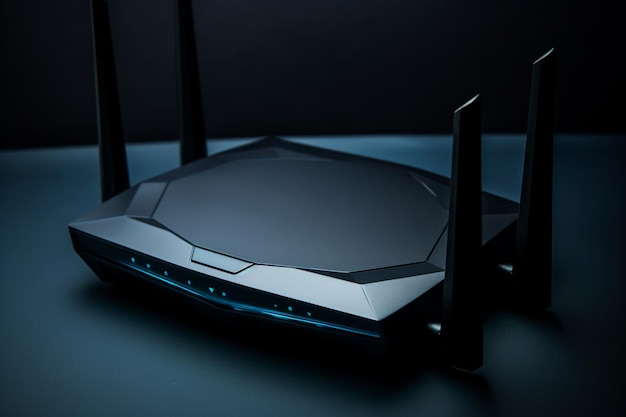 Modern highspeed desktop WiFi router for secure home network and hightech online communication