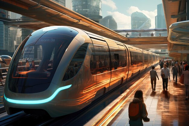 Modern highspeed train in Hong Kong China 3D rendering future of transportation AI Generated