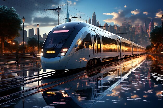 AIが生成した現代の高速鉄道の乗客旅行コンセプト貨物配送