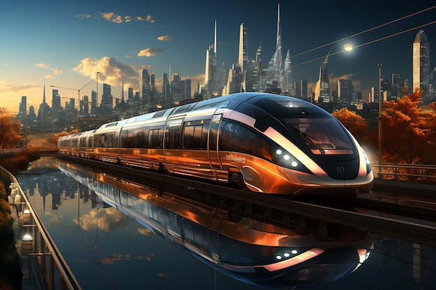 modern highspeed train passenger travel concept cargo delivery AI generated