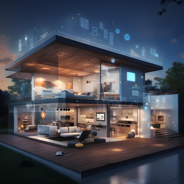 Modern home architecture controlled by a smartphone