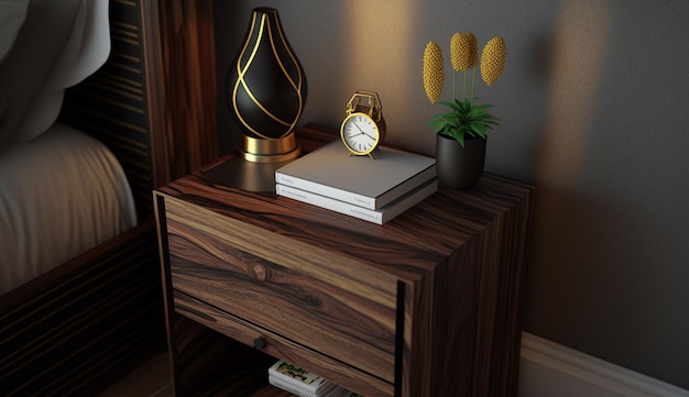 Modern home decor bedside tables interior design AI Generated image