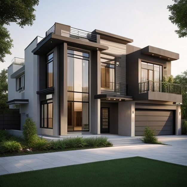 A modern home exterior view