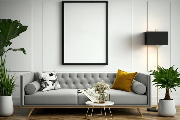 Modern home interior background mock up wallpaper