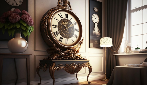 Modern home interior room decor stylish clocks design AI Generated image