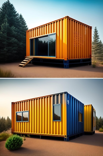 Modern home office made from used shipping containers