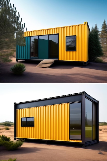 Modern home office made from used shipping containers