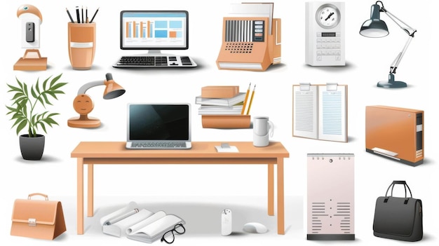 Photo modern home office setup technology and nature integration concept