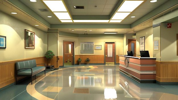 Современный прием в больнице Детальный дизайн медсестринской станции
