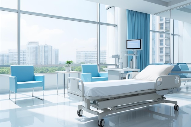 Modern Hospital Room with Bed and CuttingEdge Healthcare Equipment for Optimal Medical Care