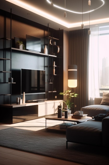 Modern hotel apartment interior Generative AI
