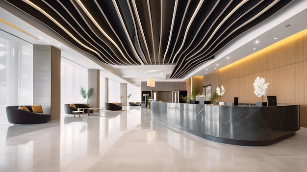 Modern hotel reception lobby interior