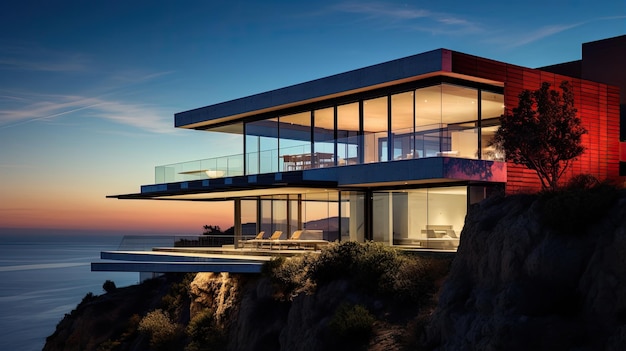 A modern house on the cliff