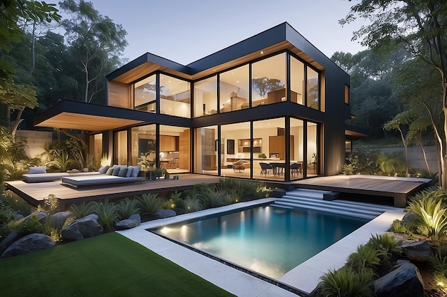 Modern house design with nature