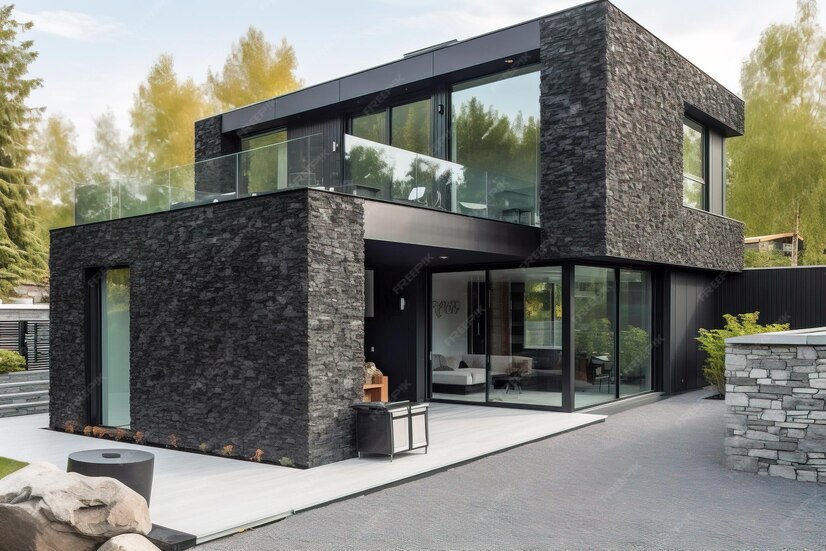 Premium Photo | Modern house exterior view from the garden luxury