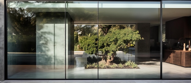 Photo modern house glass door in close up