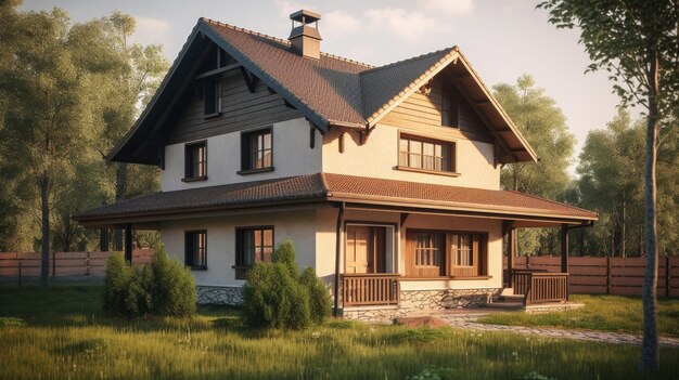 Modern house Illustration AI GenerativexA