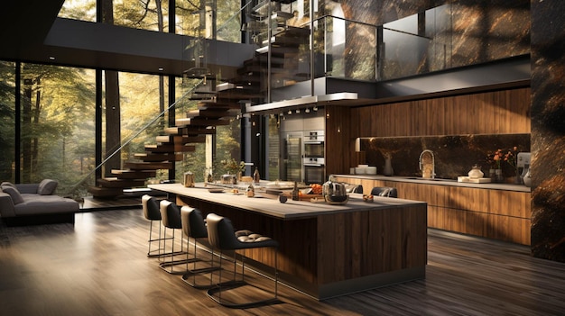 Modern house kitchen interior full view