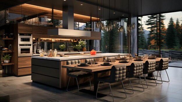 Modern house kitchen interior full view