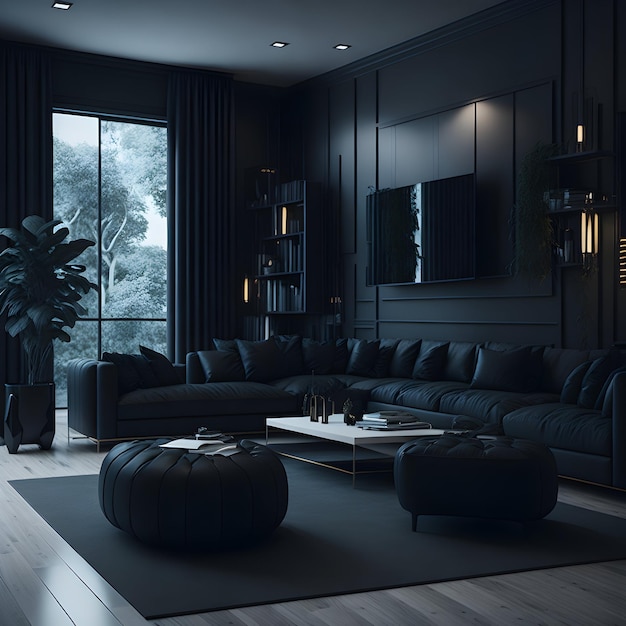 Photo modern house living room interior design