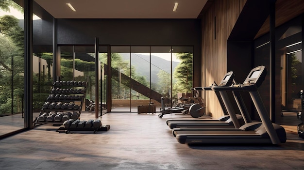 A modern house with a home gym or fitness area