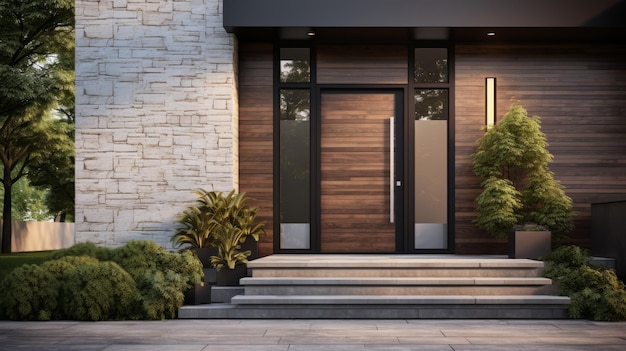 A Modern House With a Large Front Door