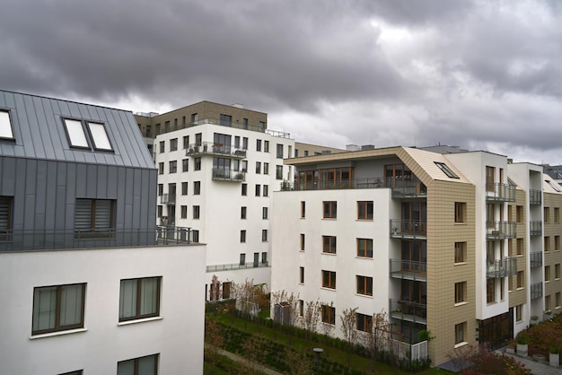 Modern house with metal roof and PVC roof windows Contemporary apartment house