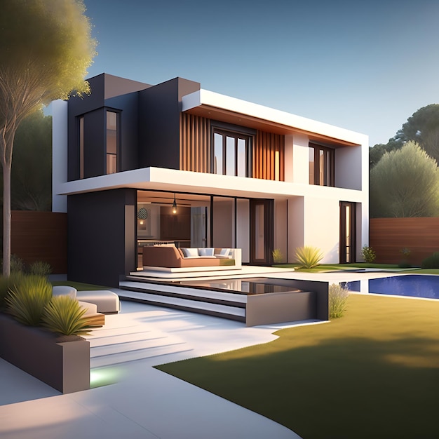 Modern house with patio