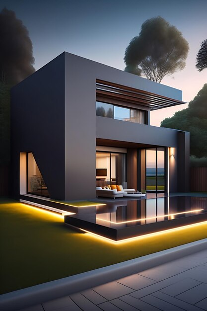 Modern house with patio